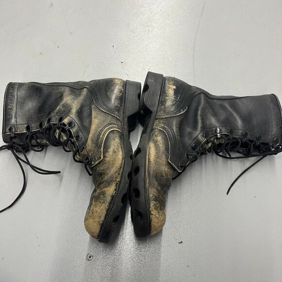 True Vintage Distressed Black Military Combat Boots US Men SZ - Picture 4 of 6